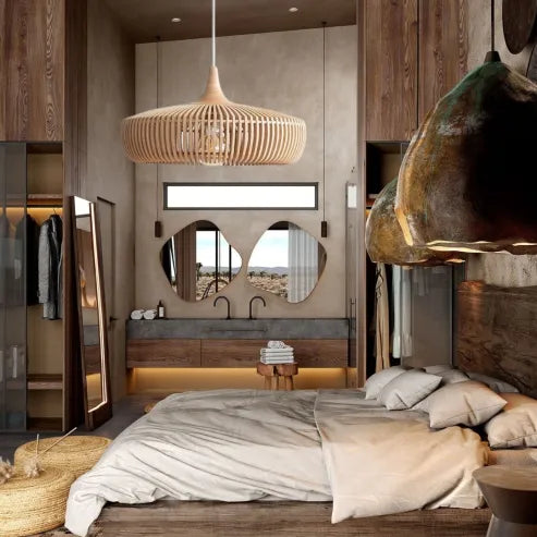 Hochwertige japanische pendelleuchte aus massivem holz