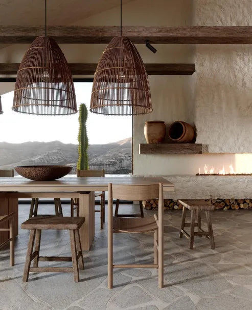 Wabi-sabi stil kreative hölzerne rattan pendelleuchte für küchen