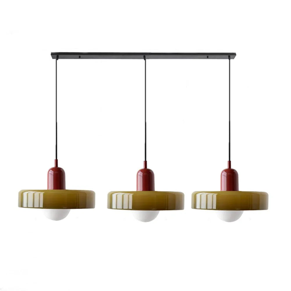 Sonna - 3-köpfige bauhaus-pendelleuchte aus farbigem glas