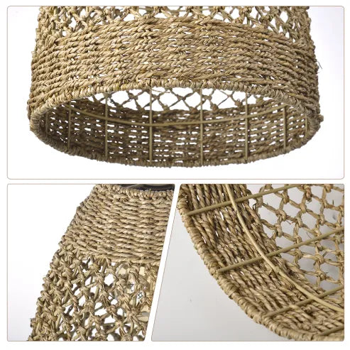 Farmhouse coastal boho hängelampe mit handgeflochtenem rattan gewebte pendelleuchte