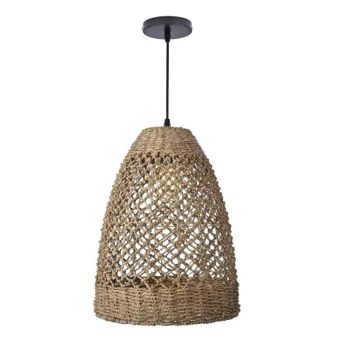 Farmhouse coastal boho hängelampe mit handgeflochtenem rattan gewebte pendelleuchte