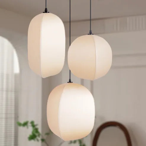 Pendelleuchte im japanischen wabi-sabi-stil pendelleuchte aus stoff