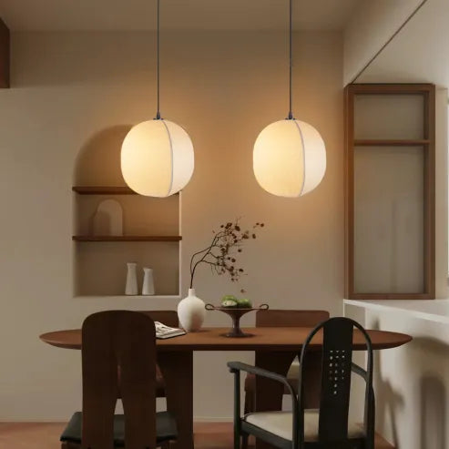 Pendelleuchte im japanischen wabi-sabi-stil pendelleuchte aus stoff