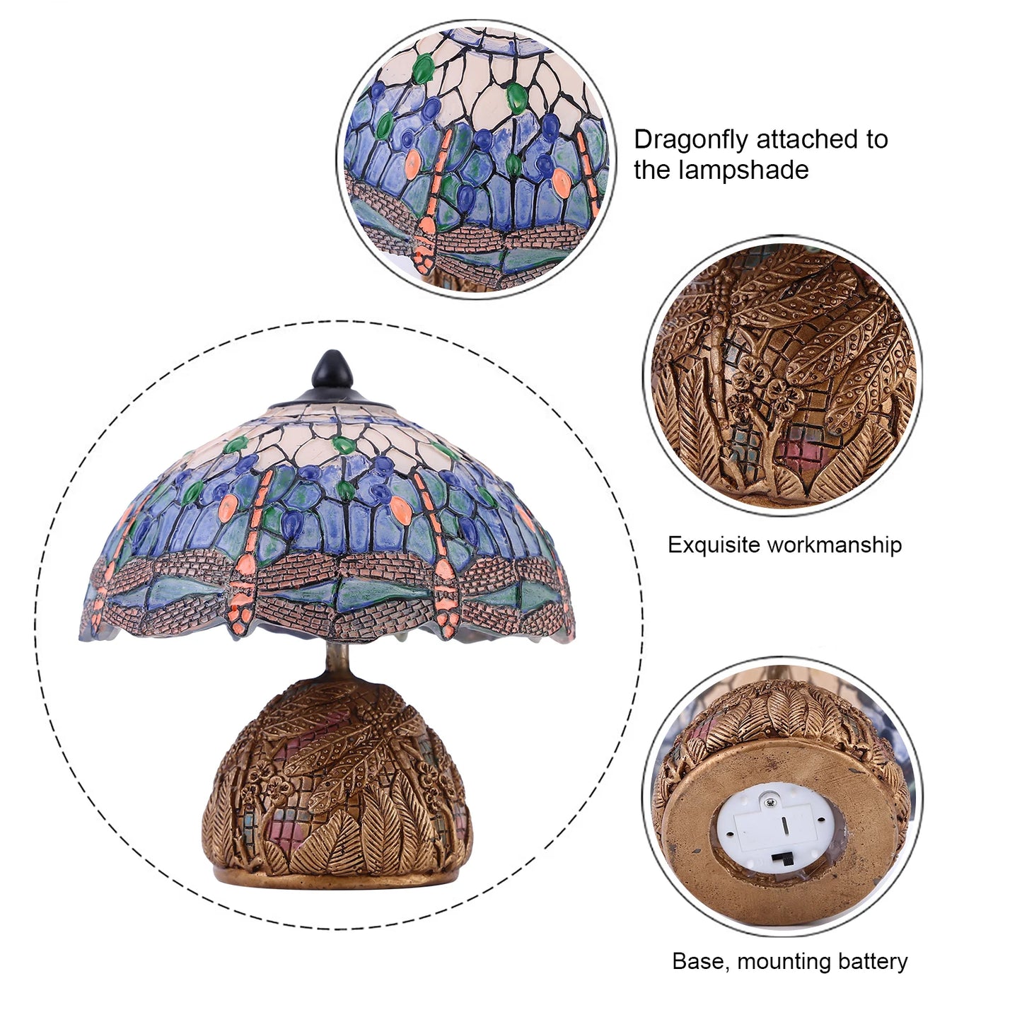 LuxeVintage - Libelle Glasmalerei Lampe