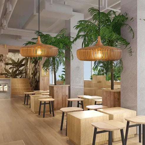 Hochwertige japanische pendelleuchte aus massivem holz