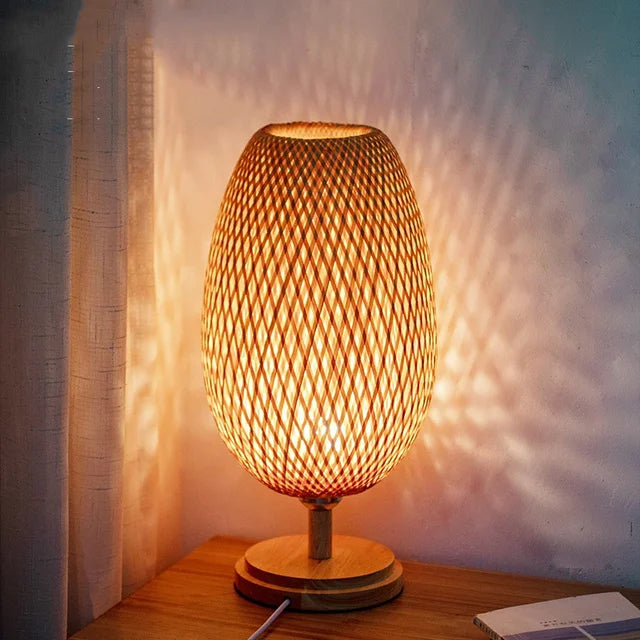 AntiqueBamboo - Vintage Bambus Tischlampe