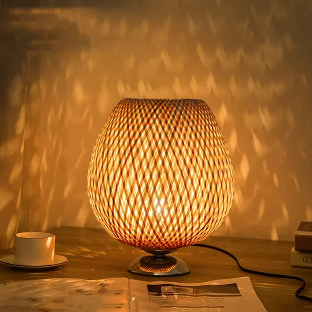 AntiqueBamboo - Vintage Bambus Tischlampe