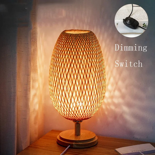 AntiqueBamboo - Vintage Bambus Tischlampe