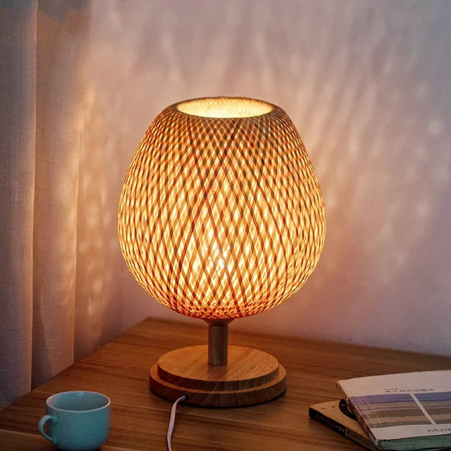 AntiqueBamboo - Vintage Bambus Tischlampe