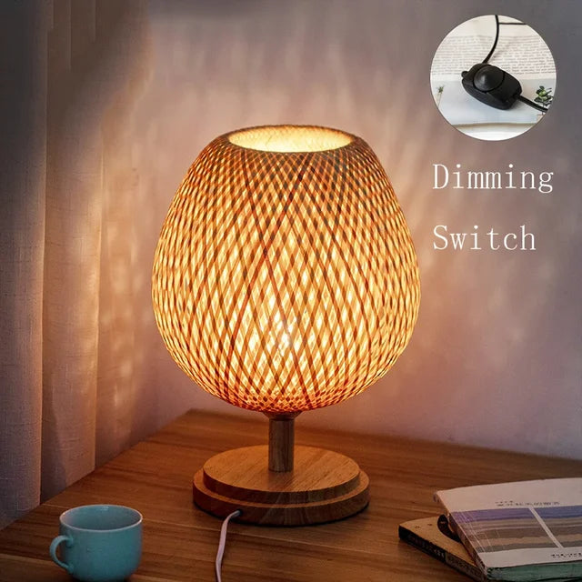 AntiqueBamboo - Vintage Bambus Tischlampe
