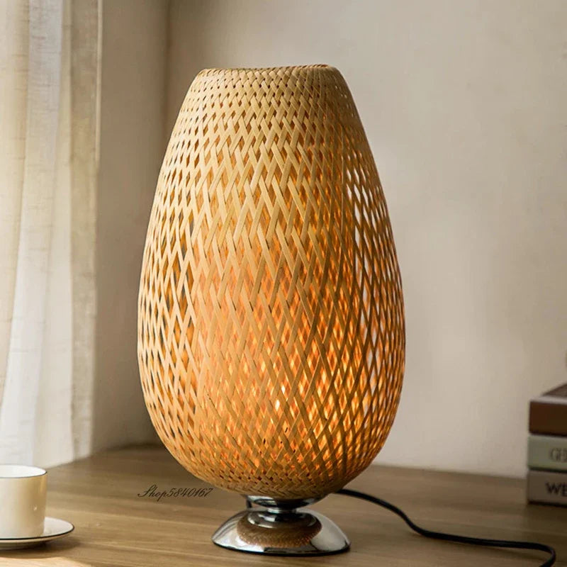 AntiqueBamboo - Vintage Bambus Tischlampe