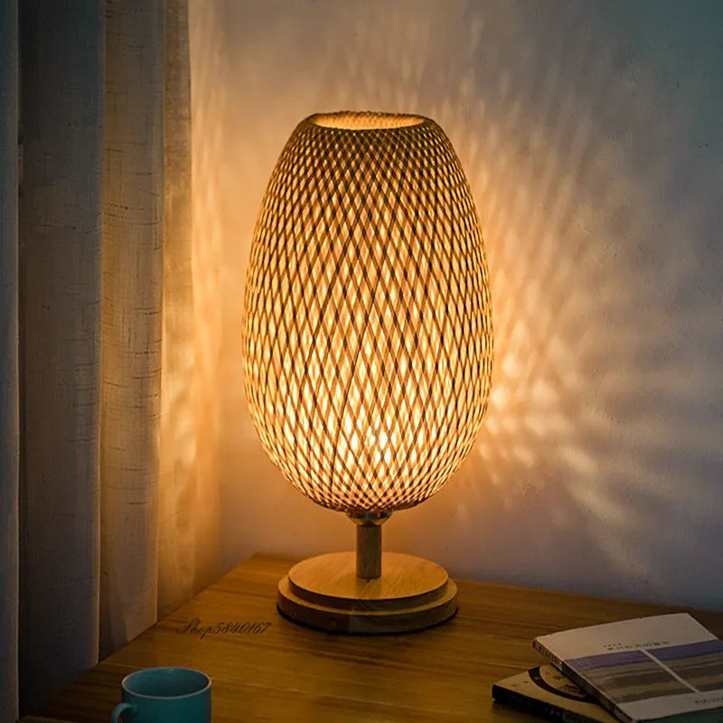 AntiqueBamboo - Vintage Bambus Tischlampe