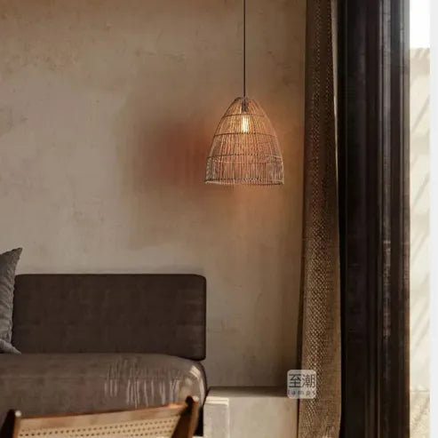 Wabi-sabi stil kreative hölzerne rattan pendelleuchte für küchen