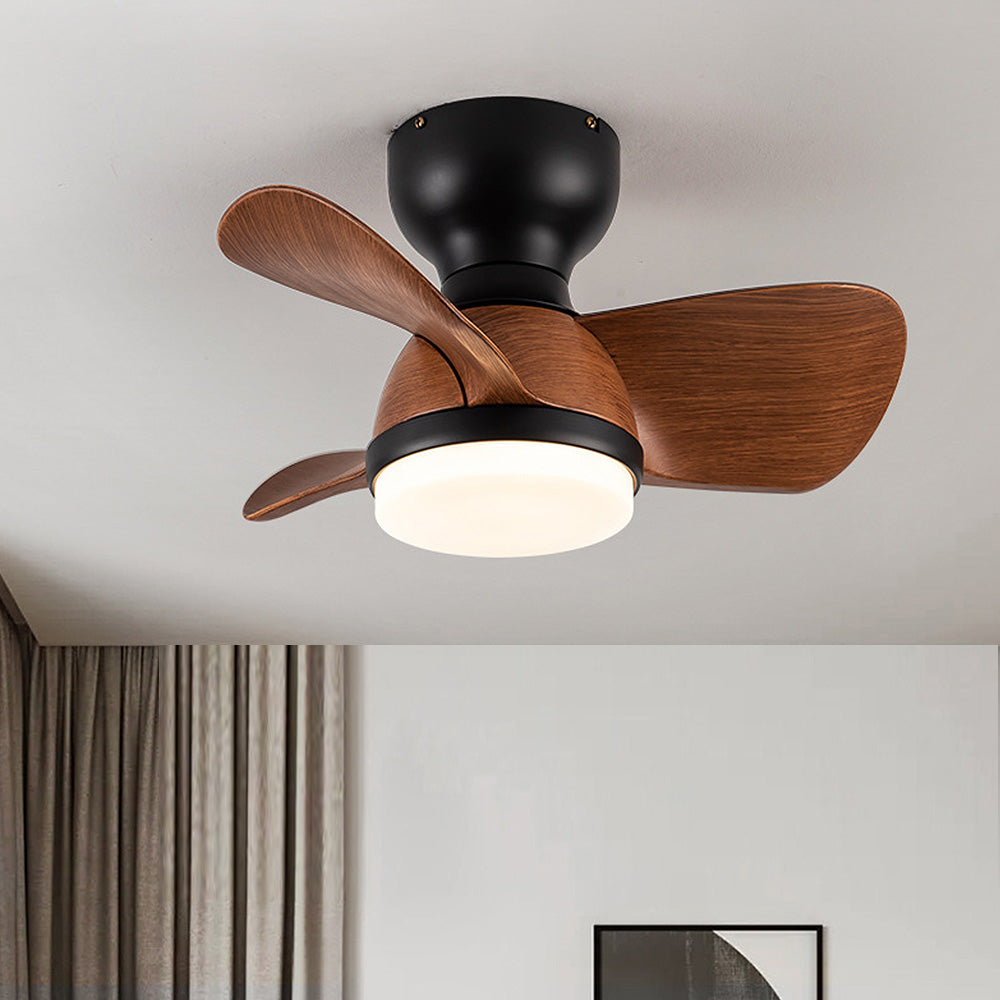 Stilvoller deckenventilator mit LED-licht für das schlafzimmer aus holz
