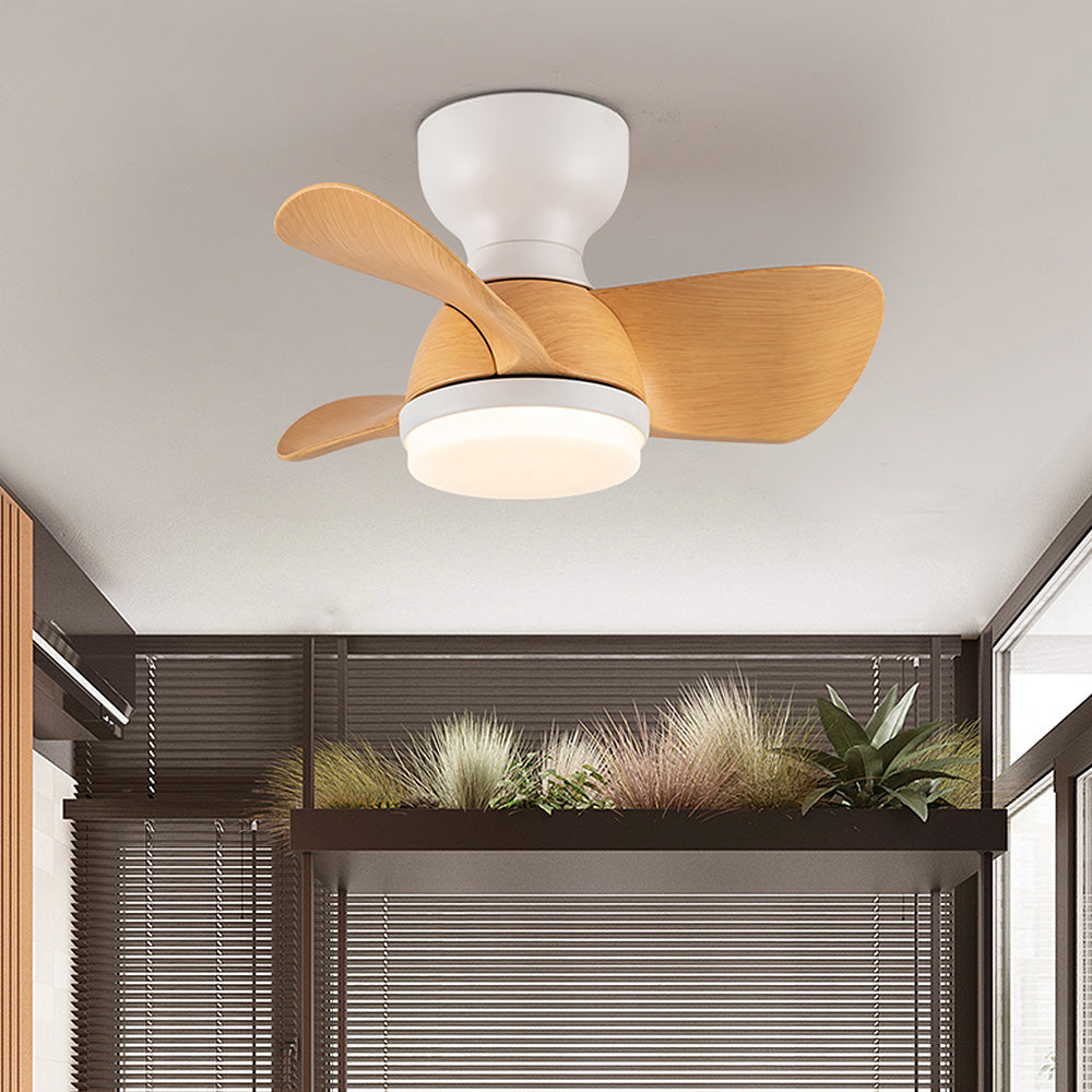 Stilvoller deckenventilator mit LED-licht für das schlafzimmer aus holz