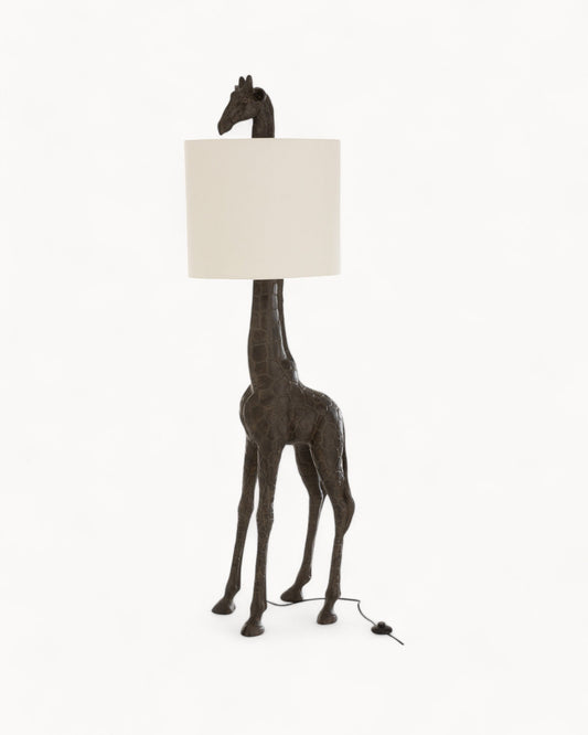 J-line lampe giraffe - stehlampe dunkelbraun polyresin