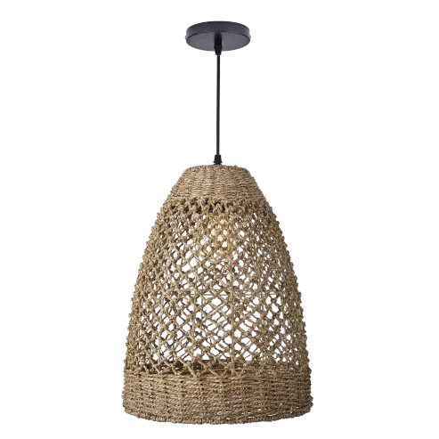 Farmhouse coastal boho hängelampe mit handgeflochtenem rattan gewebte pendelleuchte