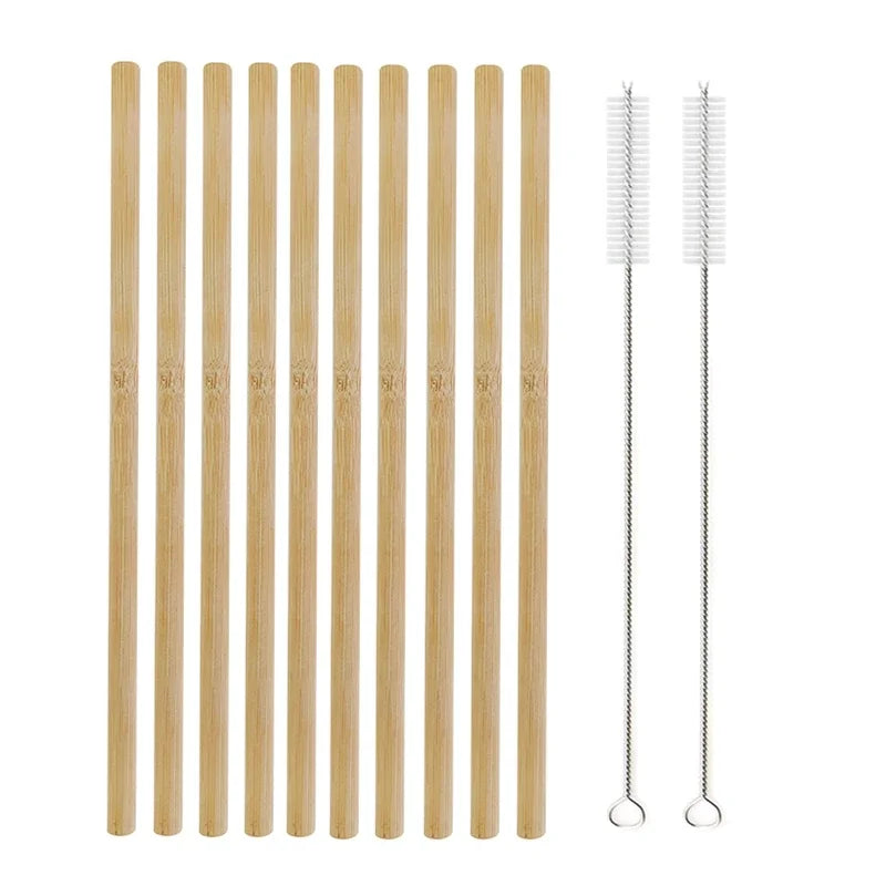 BambooGlow | Natürliche Party-Strohhalme mit Reinigungsbürste