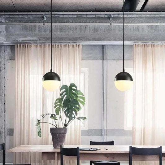 Loftlampe – moderne globe pendelleuchte, mattiertes glas, schwarz