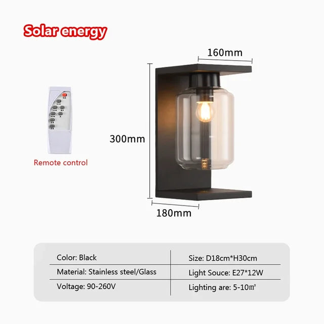 TimelessGlow - Klassische solarbetriebene Edison-Wandleuchte